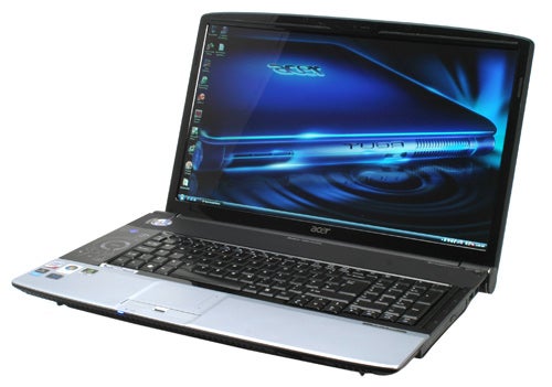Acer Aspire 8920G laptop with open Blu-ray drive.Acer Aspire 8920G laptop with opened screen displaying desktop.