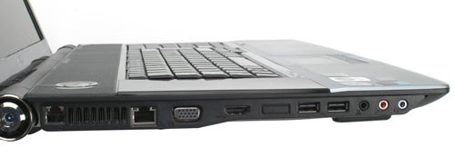 Side view of Acer Aspire 8920G laptop showing ports.