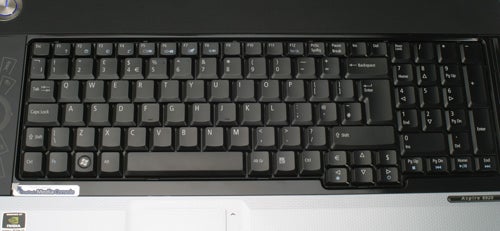 Acer Aspire 8920G laptop keyboard close-upClose-up of Acer Aspire 8920G laptop keyboard.