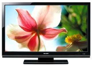 Sharp Aquos LC-42XL2E showing vibrant flower on screen.