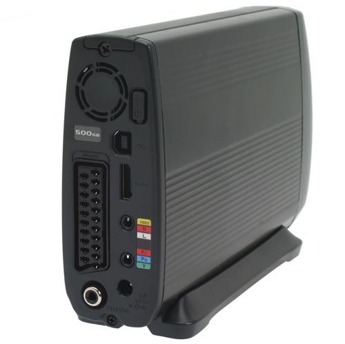 Traxdata MultiMediaDrive with 500GB label and connectivity ports.