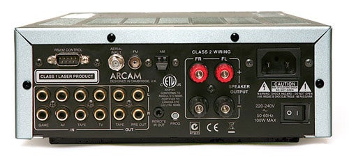 Rear view of Arcam Solo Mini showing connectivity options.Rear panel of Arcam Solo Mini audio system with connectors.