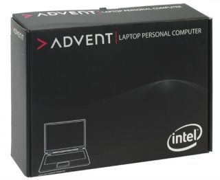 Advent 4211 netbook packaging box with Intel logo.