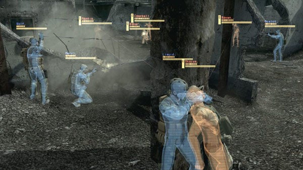 Screenshot of gameplay in Metal Gear Online.Screenshot of gameplay from Metal Gear Online.