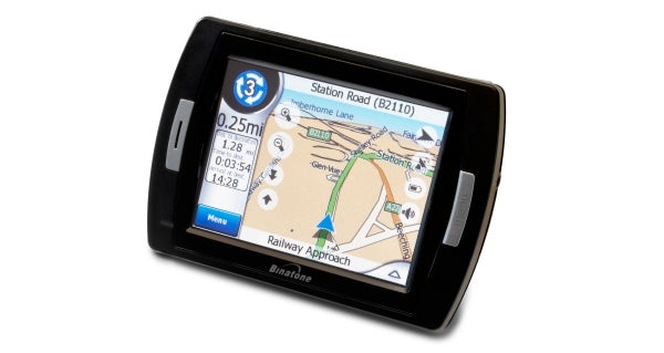 Binatone Carrera C350 GPS device displaying a route map.
