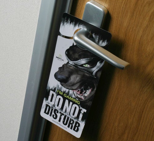 Gaming Door hanger sign with gaming 'Do Not Disturb' message.