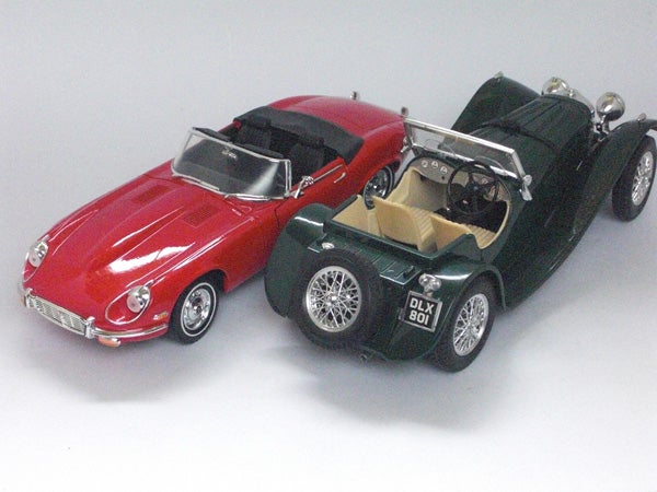Two model cars photographed with a high-resolution camera.Two model cars photographed with a high-quality camera.