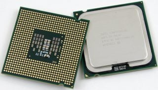 Intel Core 2 Quad Q9300 CPU on white background