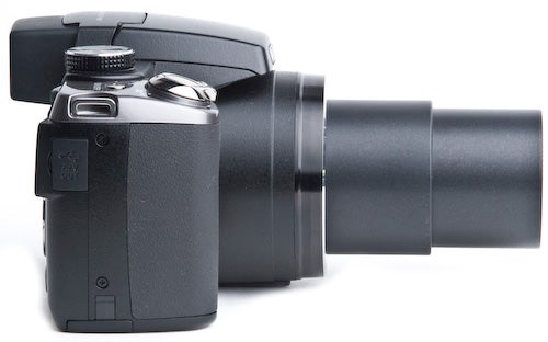 Nikon Coolpix P80 camera with lens extended.Nikon Coolpix P80 camera with extended lens.