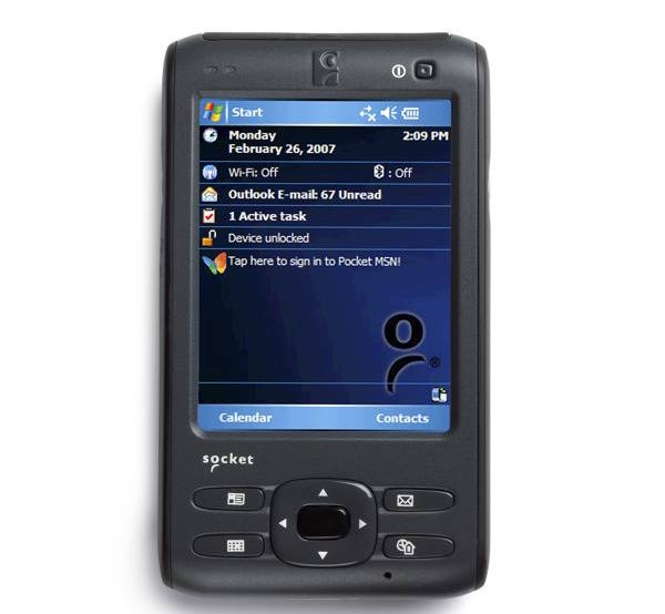 Socket SoMo 650 semi-rugged PDA with screen visible.