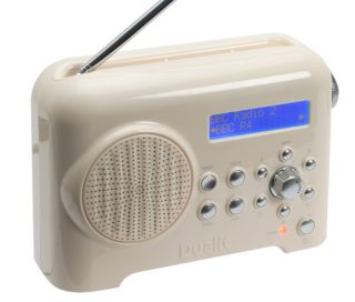 Dualit Lite Radio in cream with digital display on.
