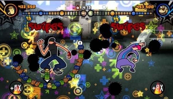 Screenshot of Go! Go! Break Steady gameplay with two characters.