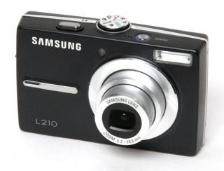 Samsung L210 digital camera on white background.