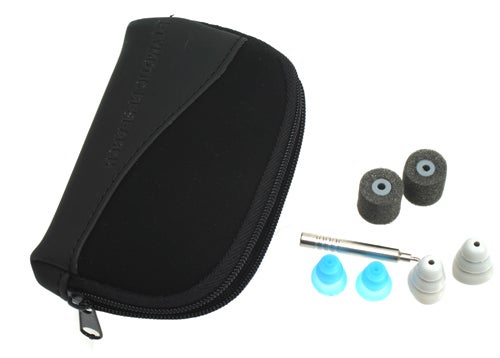 Etymotic hf2 headset, carrying case, and various ear tips.Etymotic hf2 headset with carrying case and assorted ear tips.