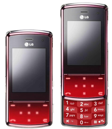 LG KF510 red mobile phone opened and closed view.