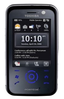 Toshiba Portégé G810 smartphone displaying time and notifications.