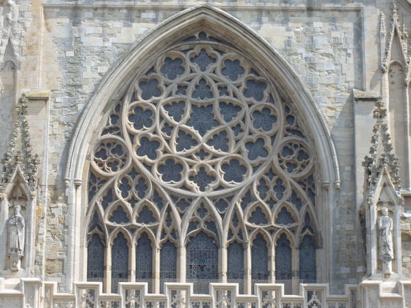 Gothic church window architecture detail.Detailed architecture of a Gothic church window.