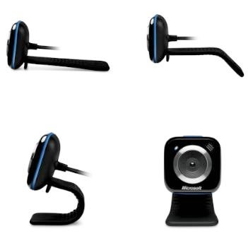 Microsoft LifeCam VX 5000 webcam in various angles.Four views of Microsoft LifeCam VX-5000 webcam.