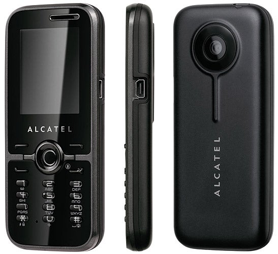 Alcatel OT-S520 mobile phone showing front, side, and back views.