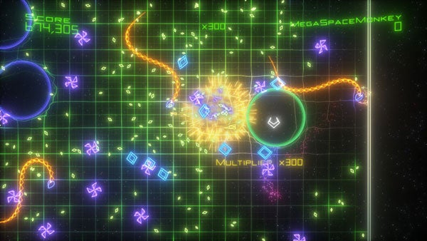 Screenshot of Geometry Wars: Retro Evolved 2 gameplay.