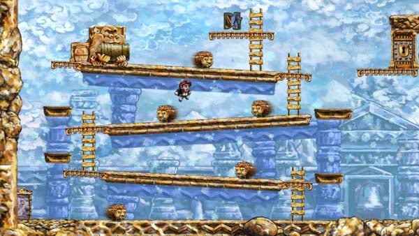 Screenshot of a puzzle platform level from the game Braid.Screenshot of a level in the puzzle-platform game Braid.