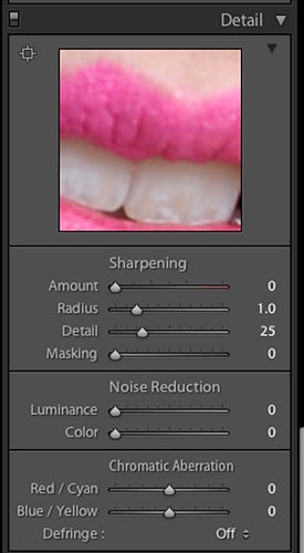 Screenshot of Adobe Photoshop Lightroom detail adjustment panel.