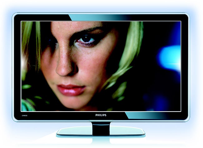 Philips Cineos LCD TV displaying a high-resolution image.Philips Cineos 42-inch LCD TV displaying a movie scene.