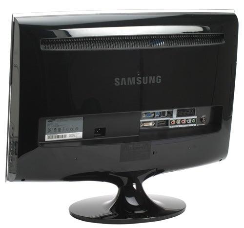 Samsung SyncMaster T240HD 24-inch monitor rear view with ports.Samsung SyncMaster T240HD monitor with ports visible.