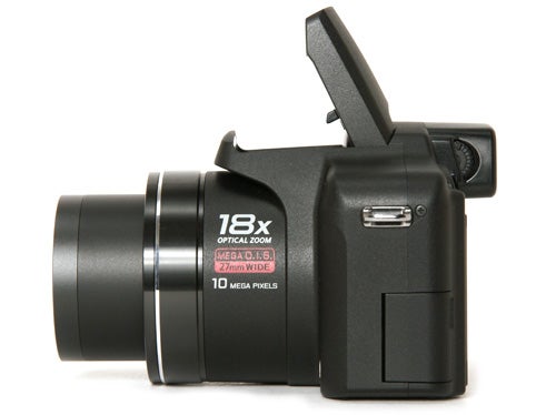 Panasonic Lumix DMC-FZ28 camera with lens extended.