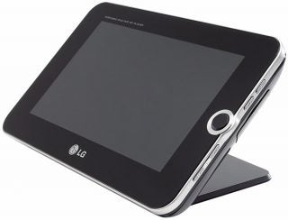 LG DP391B Portable DVD Player on stand.