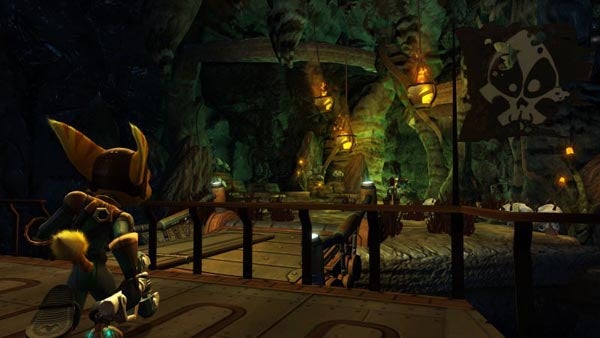 Screenshot of Ratchet and Clank: Quest for Booty game play.Screenshot from 'Ratchet and Clank: Quest for Booty' game.