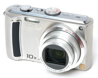 Panasonic Lumix DMC-TZ5 digital camera on white background.