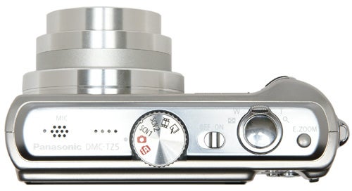 Panasonic Lumix DMC-TZ5 camera top view showing controls.