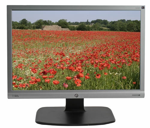 BenQ G2200WT 22-inch monitor displaying vibrant field of poppies.BenQ G2200WT monitor displaying vibrant poppy field image.