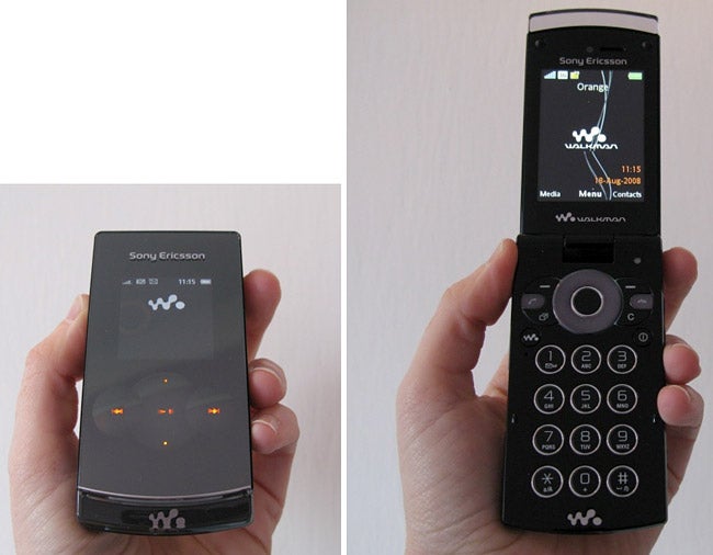 Sony Ericsson W980i phone closed and open in hand