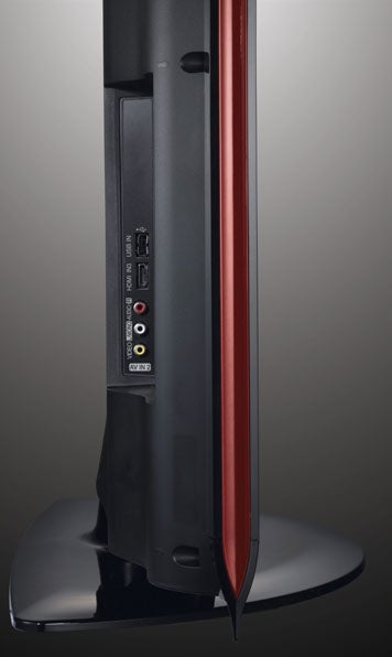 Side view of LG 47LG7000 LCD TV showcasing ports.Side view of LG 47LG7000 LCD TV showing ports.