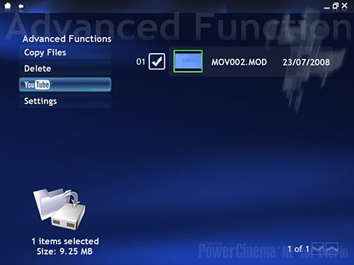 JVC Everio GZ-MS100 camcorder's menu screen for file management.Screenshot of JVC Everio GZ-MS100 camcorder's on-screen menu.