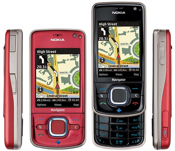 Nokia 6210 Navigator phones in red and black.