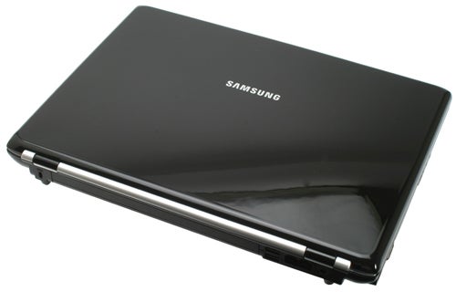 Samsung R510 laptop closed, showing logo on lid.
