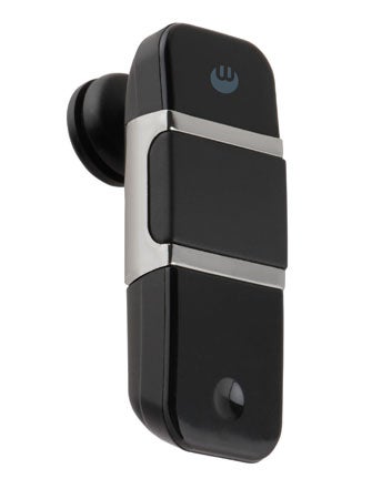 Black and silver Bluetrek BIZZ Bluetooth headset.