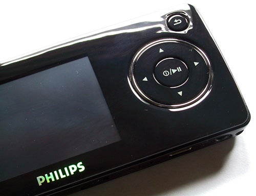 Close-up of Philips GoGear SA3225/02 2GB MP3 player.