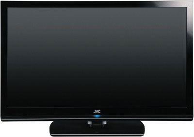 JVC LT-42DR9BJ 42-inch LCD TV on a standJVC LT-42DR9BJ 42-inch LCD TV on white background.