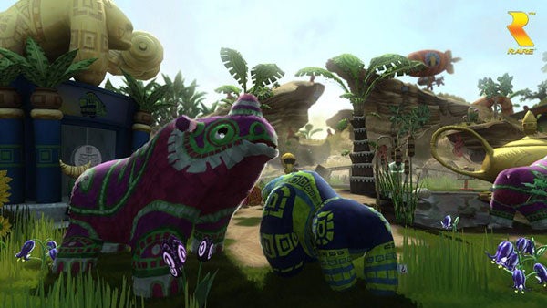 Screenshot of colorful pinatas from Viva Pinata: Trouble in Paradise game.Colorful pinata creatures in 'Viva Pinata: Trouble in Paradise' game.