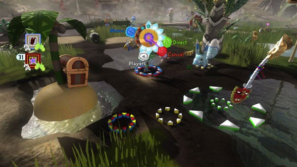 Screenshot of Viva Pinata: Trouble in Paradise gameplay.Screenshot of gameplay from Viva Pinata: Trouble in Paradise.