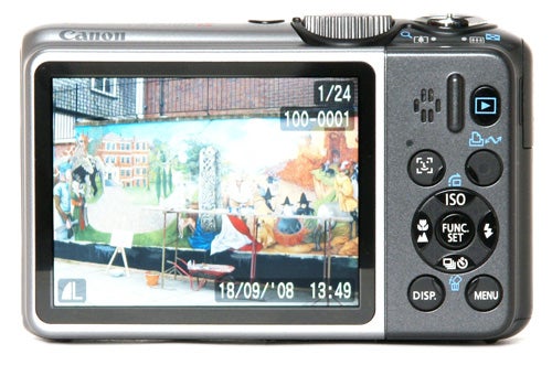 Canon PowerShot A2000 IS digital camera displaying a photo on screen.