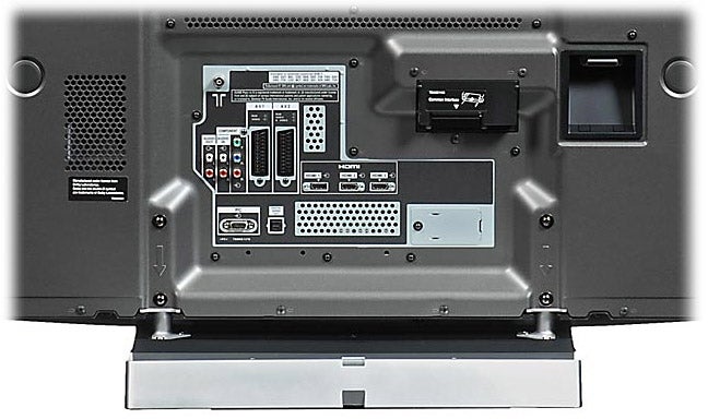 Back panel of Panasonic Viera TH-58PZ800 plasma TV showing ports.