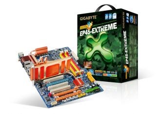 Gigabyte EP45-Extreme motherboard with packaging.