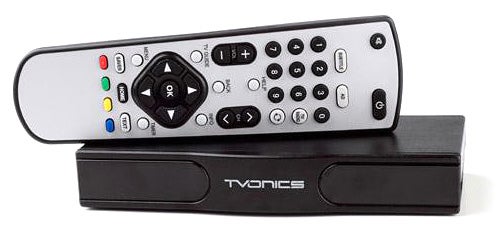 TVonics MDR-250 Freeview Receiver with its remote controlTVonics MDR-250 Freeview Receiver with remote control.