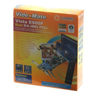 Compro VideoMate E900F product packaging and contents.