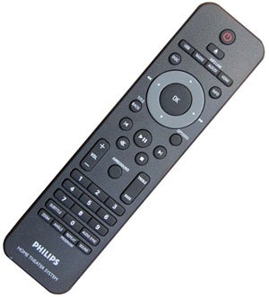 Philips soundbar remote control on a white background.
